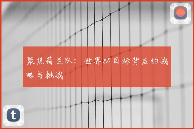 聚焦荷兰队：世界杯目标背后的战略与挑战
